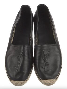 Saint Laurent YSL Leather Espadrilles – Black – Size 9 - Women